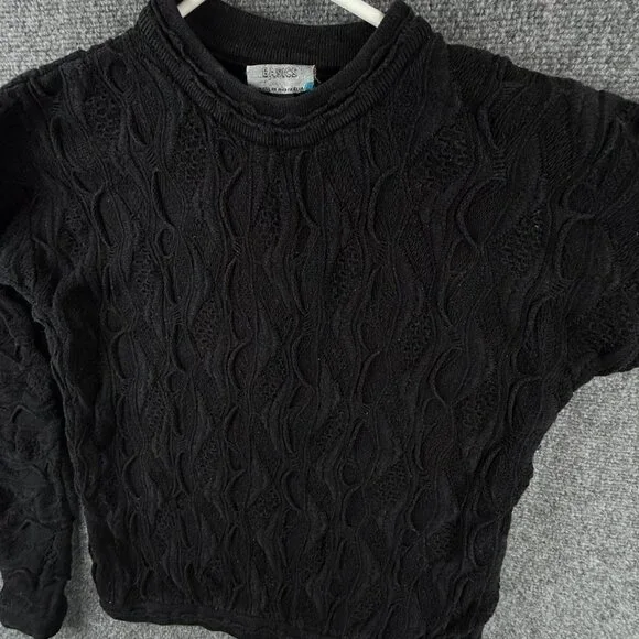 COOGI Australia Black 3D Textured Knit Sweater Pullover Cotton Small Ladies - Picture 2 of 16